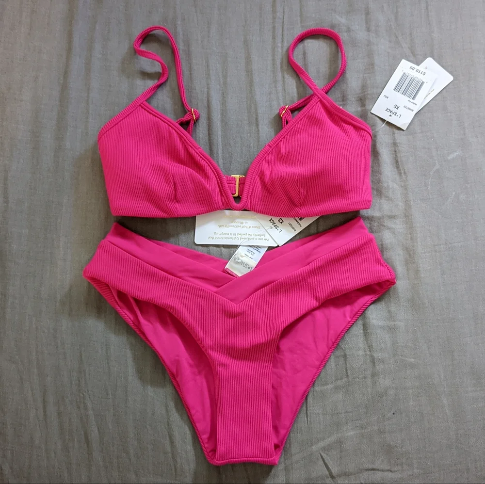 L*Space Helena Pratt Bikini Set Bougainvillea